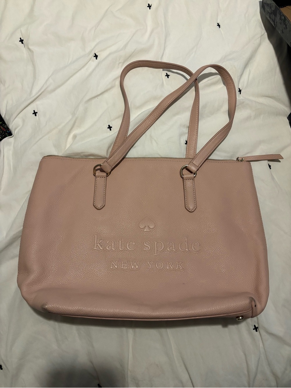 kate spade Pebbled Leather Tote in Blush Pink